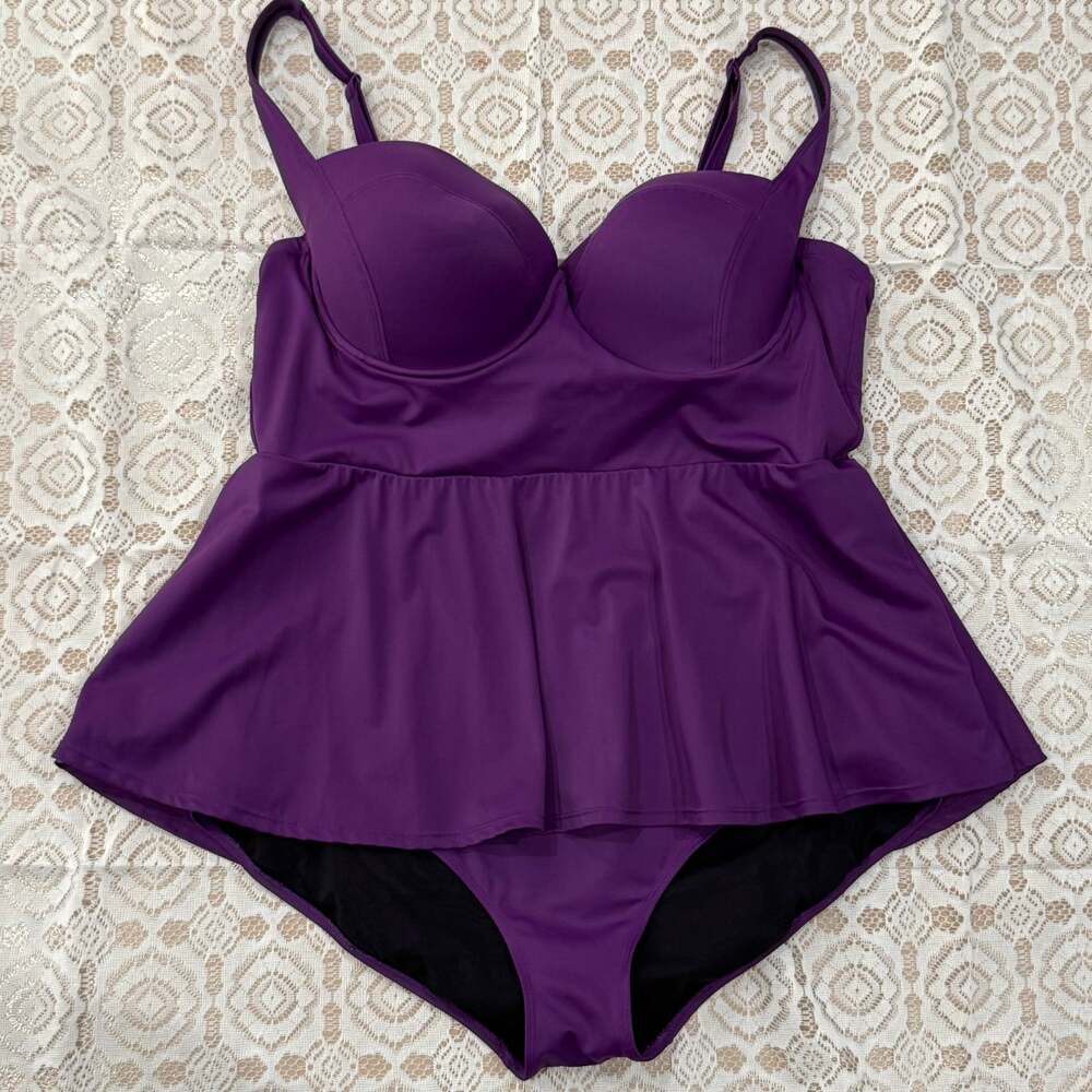 Torrid Vixen Collection Purple Swim Dress One Piece Bathing Suit Swimsuit 3 3X
